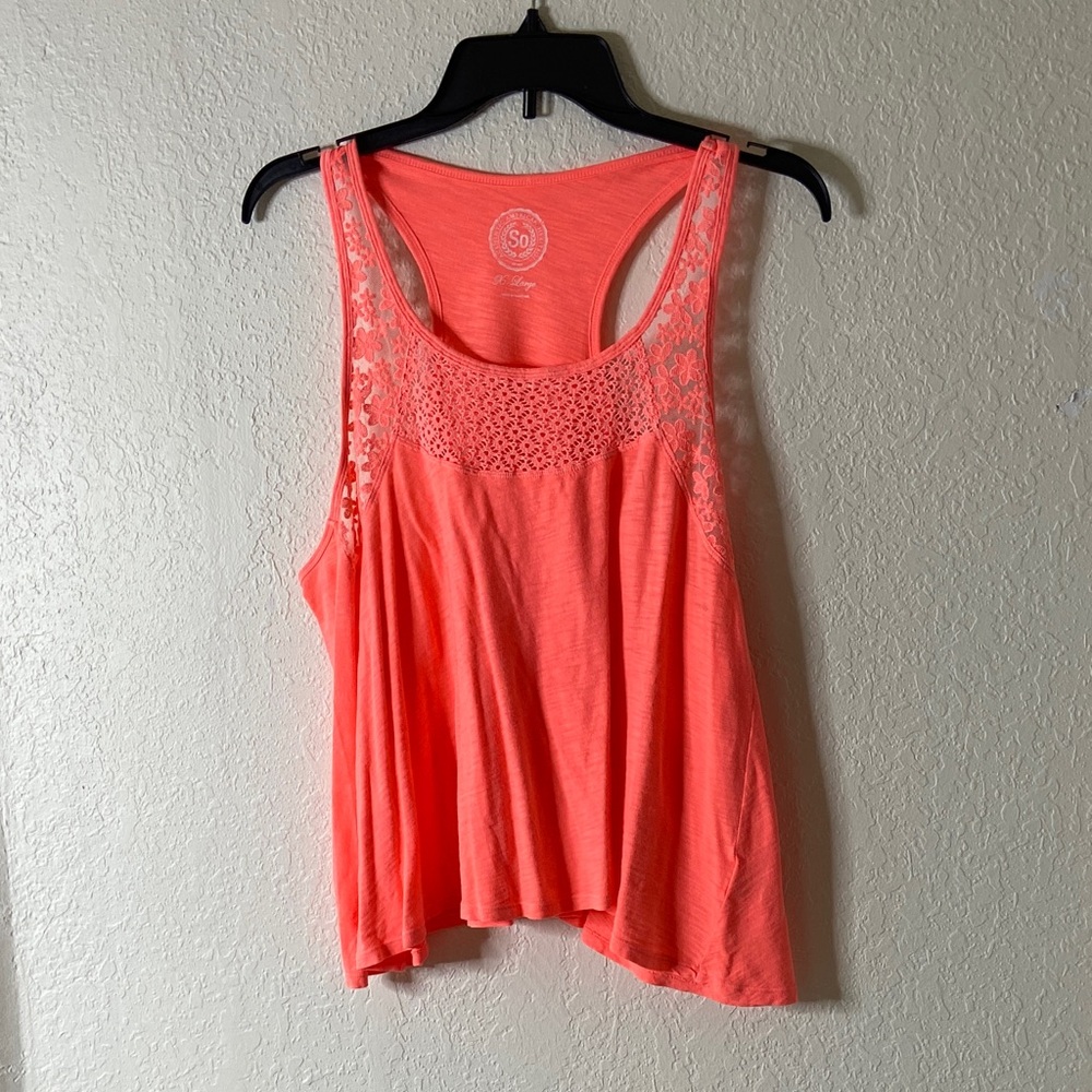 SO Coral Women's Tank Top with Lace Accents